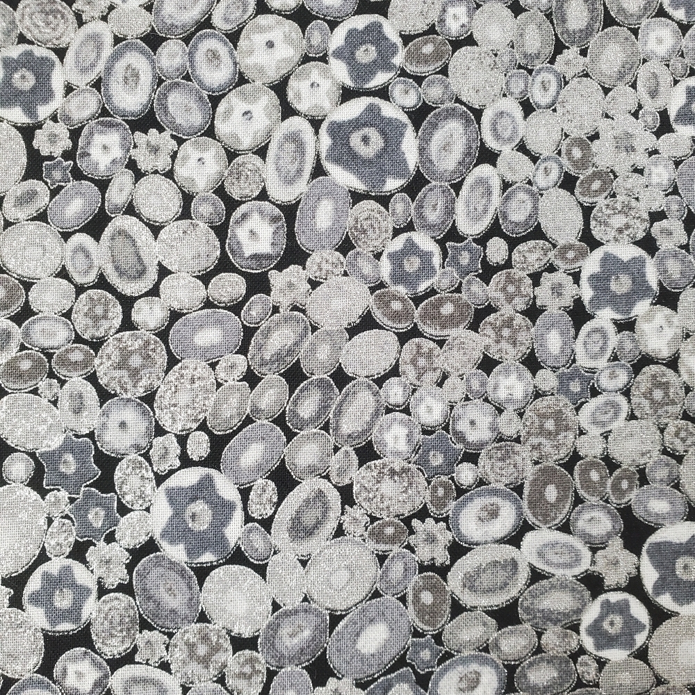 Robert Kaufman Gustav Klimt Floral Circles Fabric Silver Metallic Japan Made - Picture 2 of 9